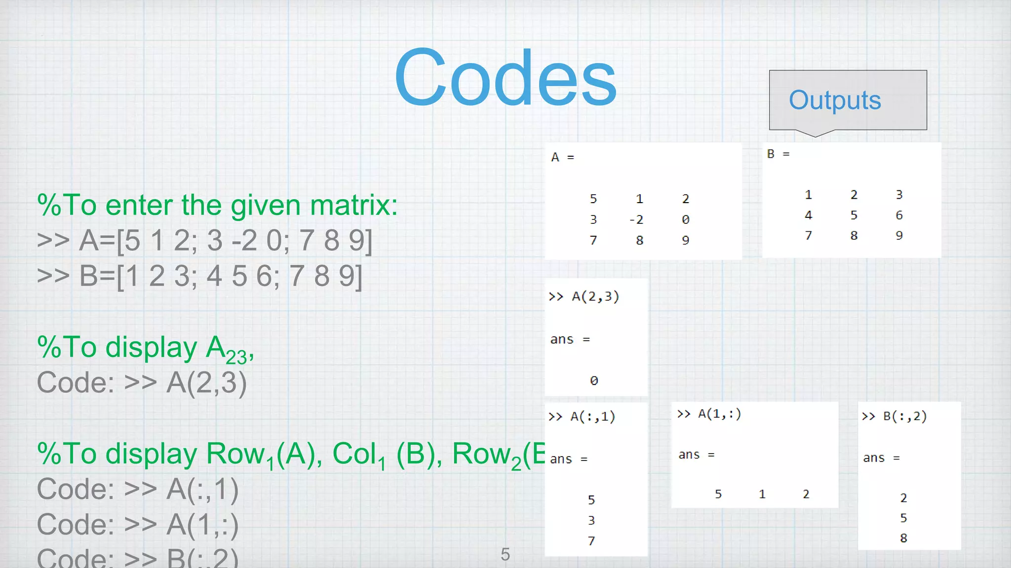 Matrix operations in MATLAB | PPTX | Programming Languages | Computing