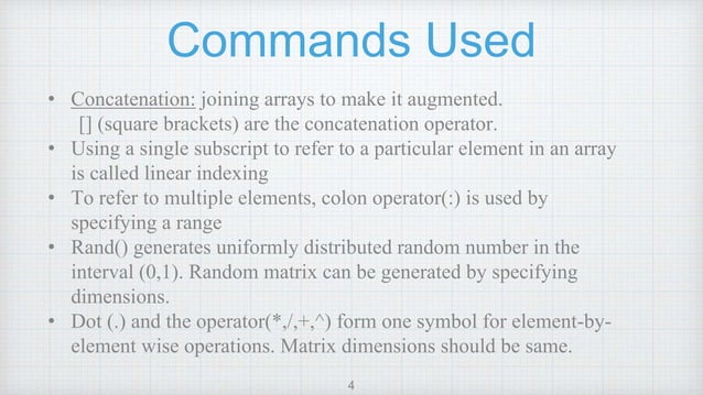Matrix operations in MATLAB | PPTX | Programming Languages | Computing