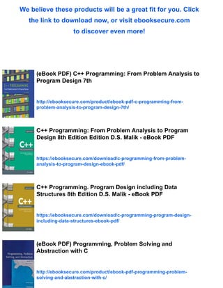 (Original PDF) C++ Programming From Problem Analysis to Program Design ...
