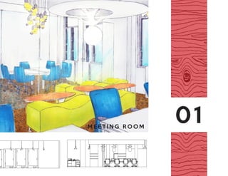 human centered
e concept for the
of the company
f the ceiling is an
s used to define
ow these forms.
he way that each
ACE
OFFICE
E
E
OOM
OR OFFICE
CE ROOM
MS
CE
NT +EXECUTIVE
TANTS
ESS DIRECTOR
ESSTEAM
EA
EAM DIRECTOR
EAM
WN STATIONS
RS
N SPACE
ROOM
1
2
3
4
5
6
1
2
3
L PLANNING DIAGRAM
new office space is inspired by the globa
and is based on the seven continents. The
abstract representation of these contine
the various teams/activities that are situ
The design of the space is distinct for each
continent is distict.
HORIZONTAL ELEVATION
WALL FINISHES
M E E T I N G R O O M
01M E E T I N G R O O M
 