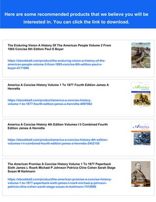America A Concise History Volume 2 Since 1865 Fourth Edition James A ...