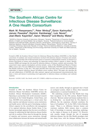 A World United Against Infectious Diseases: Connecting Organizations for Regional Disease Surveillance