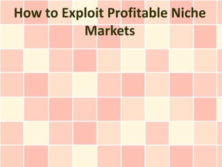 How to Exploit Profitable Niche
          Markets
 