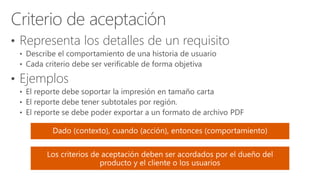• Representa los detalles de un requisito
• Ejemplos
 