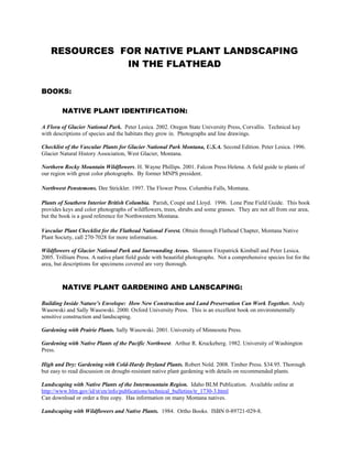 Resources for Native Plant Landscaping in the Flathead, Montana | PDF