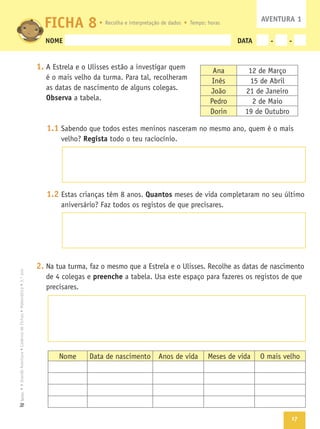 17
Texto
NOME DATA - -
1.
Observa
1.1
Regista
1.2 Quantos
2.
preenche
FICHA 8 AVENTURA 1
 