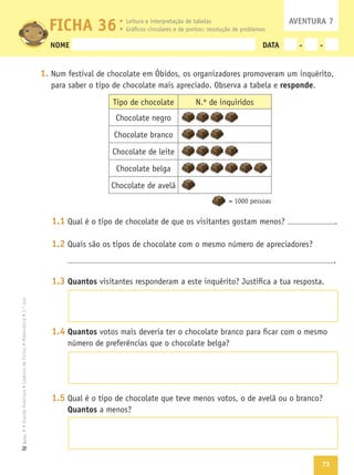 73
Texto
NOME DATA - -
1.
responde
1.1
1.2
1.3 Quantos
1.4 Quantos
1.5
Quantos
FICHA 36 AVENTURA 7
 