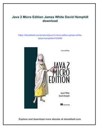 Java 2 Micro Edition James White David Hemphill | PDF