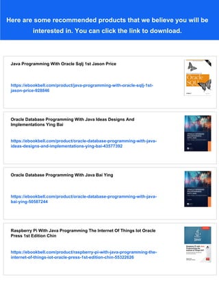 Java Programming With Oracle Jdbc 1st Ed Donald Bales | PDF