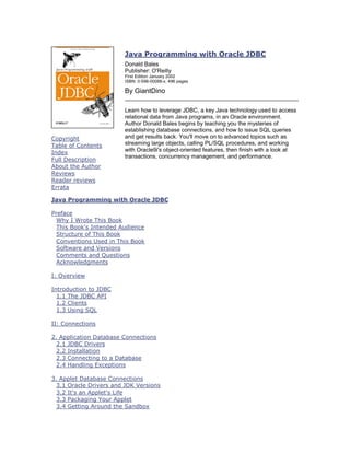 Keith Donald Java Java Programming With Oracle Jdbc 1st Ed Donald Bales | PDF