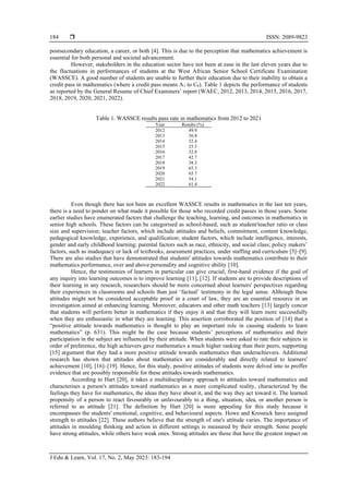 Positive attitudes toward mathematics among senior high school students ...