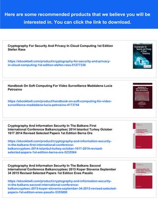Cryptography And Security In Computing Sen Jaydip | PDF