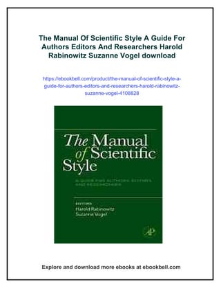 The Manual Of Scientific Style A Guide For Authors Editors And ...
