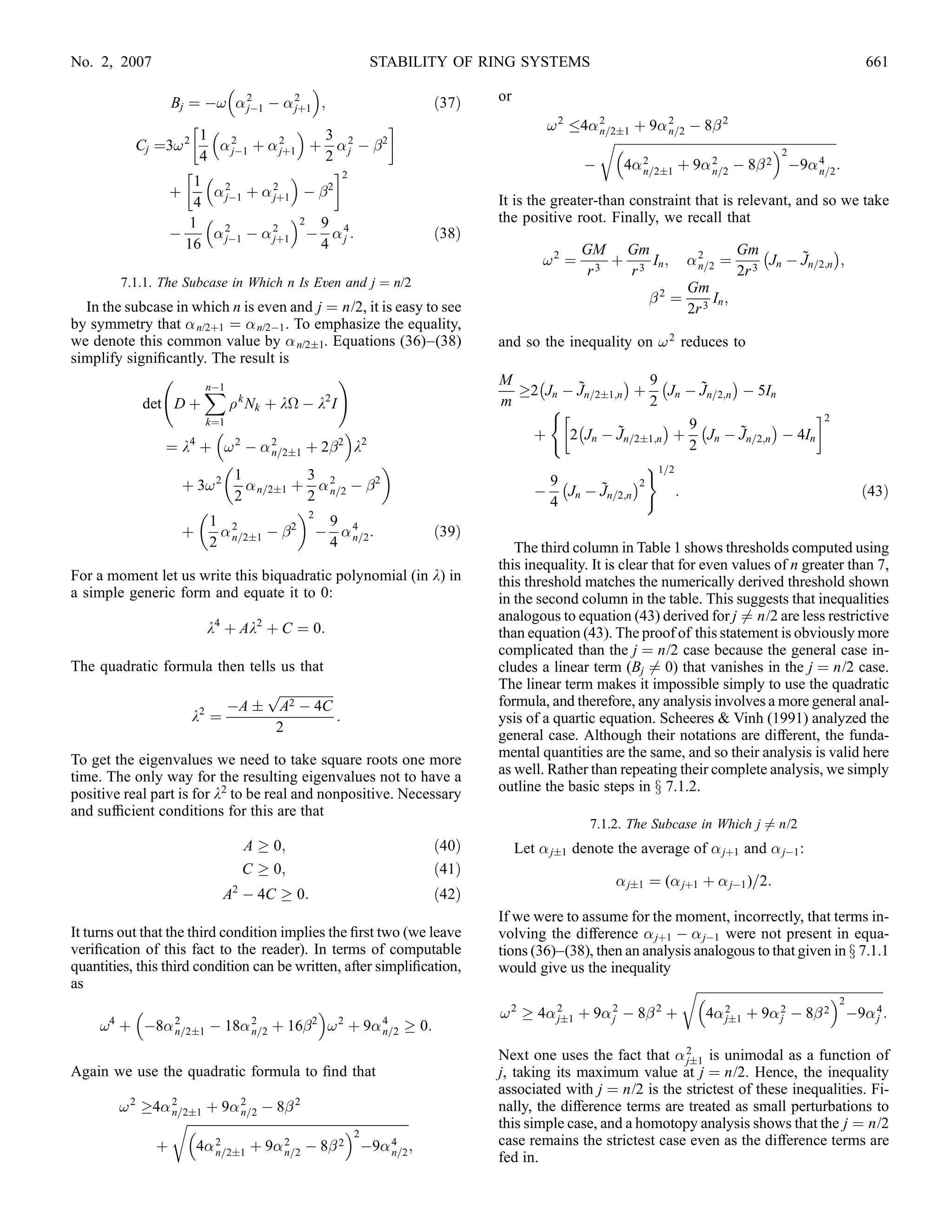 2 À 2i!k À k2                        ! À j
           À                                       Á                                        62
                                                                                           ¼4       2 jþ1                                       2    2                7
                                                                                                                                                                      5
        det D þ N1 þ : : : þ nÀ1 NnÀ1 þ k
 À k2 I ¼ 0:                                              3 2 3 2                         3 2 1 2
                                                                                                        ! À j                          ! þ  jÀ1 À  