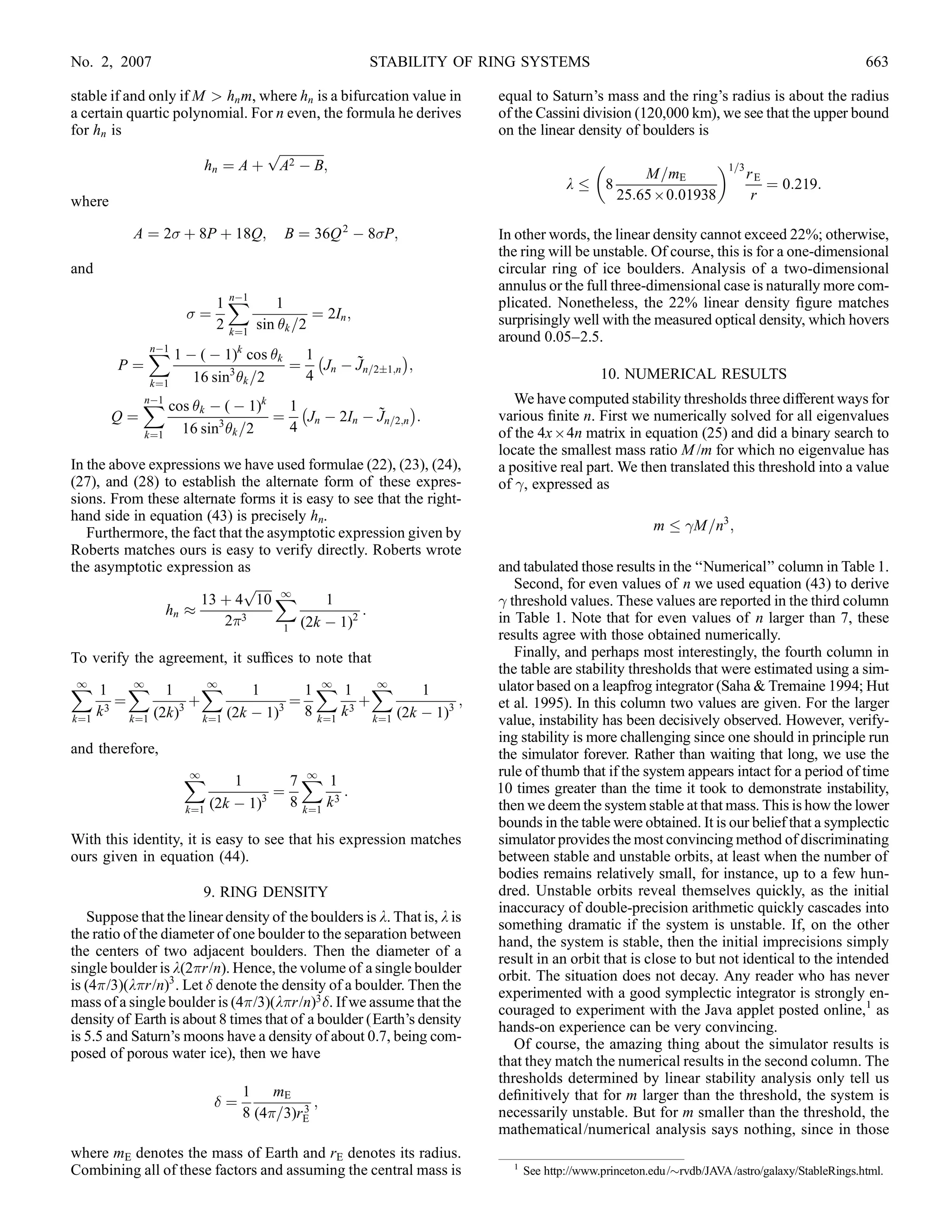 2 are shorthand for the expressions
                                                                                                   j

                                                                 PnÀ1                                                       Gm À      ˜
                                                                                                                                          Á
          6. EXPLICIT EXPRESSION FOR                                        k Nk                                   2 ¼
                                                                                                                     j         3
                                                                                                                                 Jn À Jj;n ! 0;
                                                                     k¼1                                                    2r
   In order to compute the eigenvalues, it is essential that we
         P                                                                                                                        Gm
compute nÀ1  k Nk as explicitly as possible. To this end, we note
            k¼1                                                                                                             