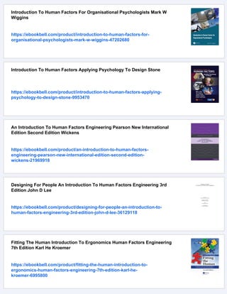 Introduction To Human Factors And Ergonomics For Engineers M Lehto | PDF