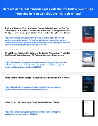 Noise Control Reduction And Cancellation Solutions In Engineering D ...