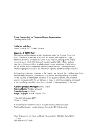 Tissue Engineering For Tissue And Organ Regeneration D Eberli | PDF