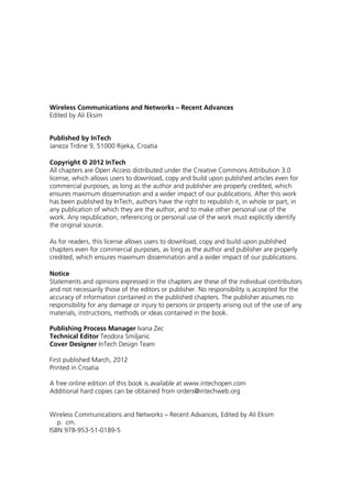 Wireless Communications And Ntwks Recent Advs A Eksim | PDF