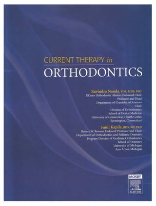 Current Therapy In Orthodontics 1st Ed Ravindra Nanda Sunil Kapila | PDF