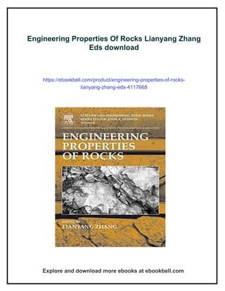 Engineering Properties Of Rocks Lianyang Zhang Eds | PDF