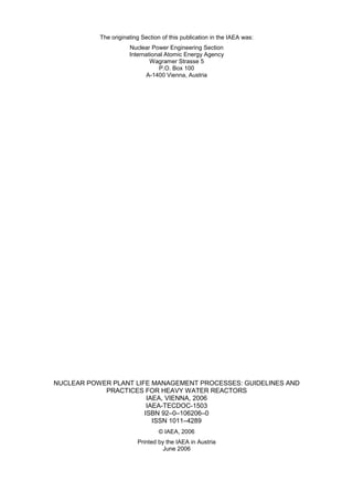 Nuclear Power Plant Life Management Processes Guidelines And Practices ...