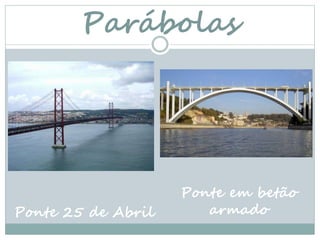 Parábolas
Ponte 25 de Abril
Ponte em betão
armado
 