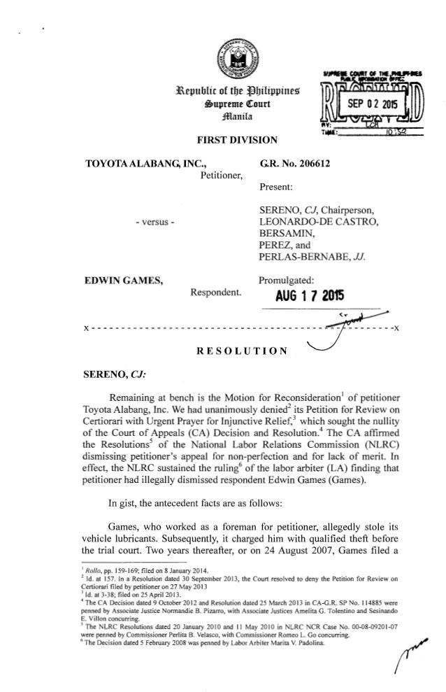 ~epublic of tbe ~bilippineg
~upreme QCourt
;fflanila
FIRST DIVISION
TOYOTAALABANG, INC.,
Petitioner,
G.R. No. 206612
- ver...