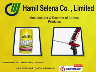 Manufacturer & Exporter of Aerosol
                                           Products




© Hamil Selena Co., Limited, All Rights Reserved


               www.indiamart.com/hamil-selena
 