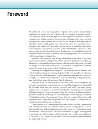 Integrated Care Pathways In Mental Health Julie Hall David Howard | PDF