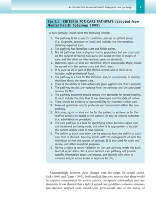 Integrated Care Pathways In Mental Health Julie Hall David Howard | PDF