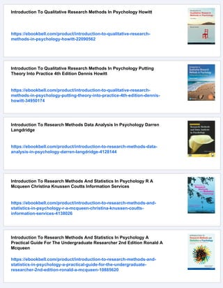 Introduction To Research Methods In Psychology 2nd Edition Dennis ...