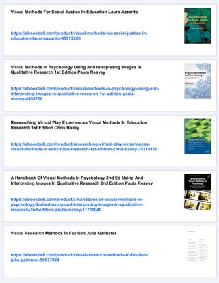 Visual Methods In Social Research Marcus Banks | PDF