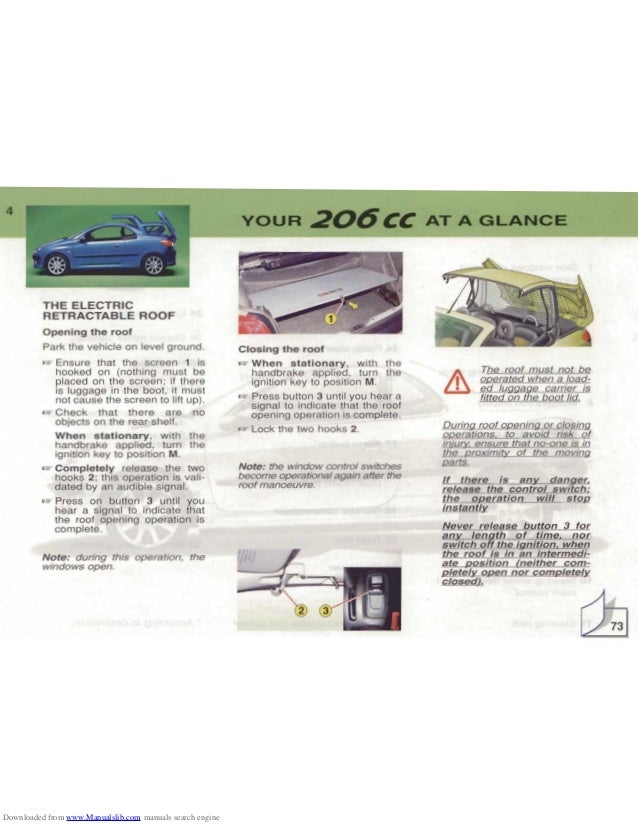 Peugeot 206 Cc Dag 2006 Year Instruction Part 1
