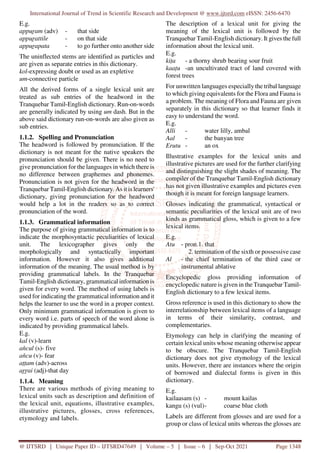 Lexicographical Techniques Adopted in Tranquebar Tamil-English