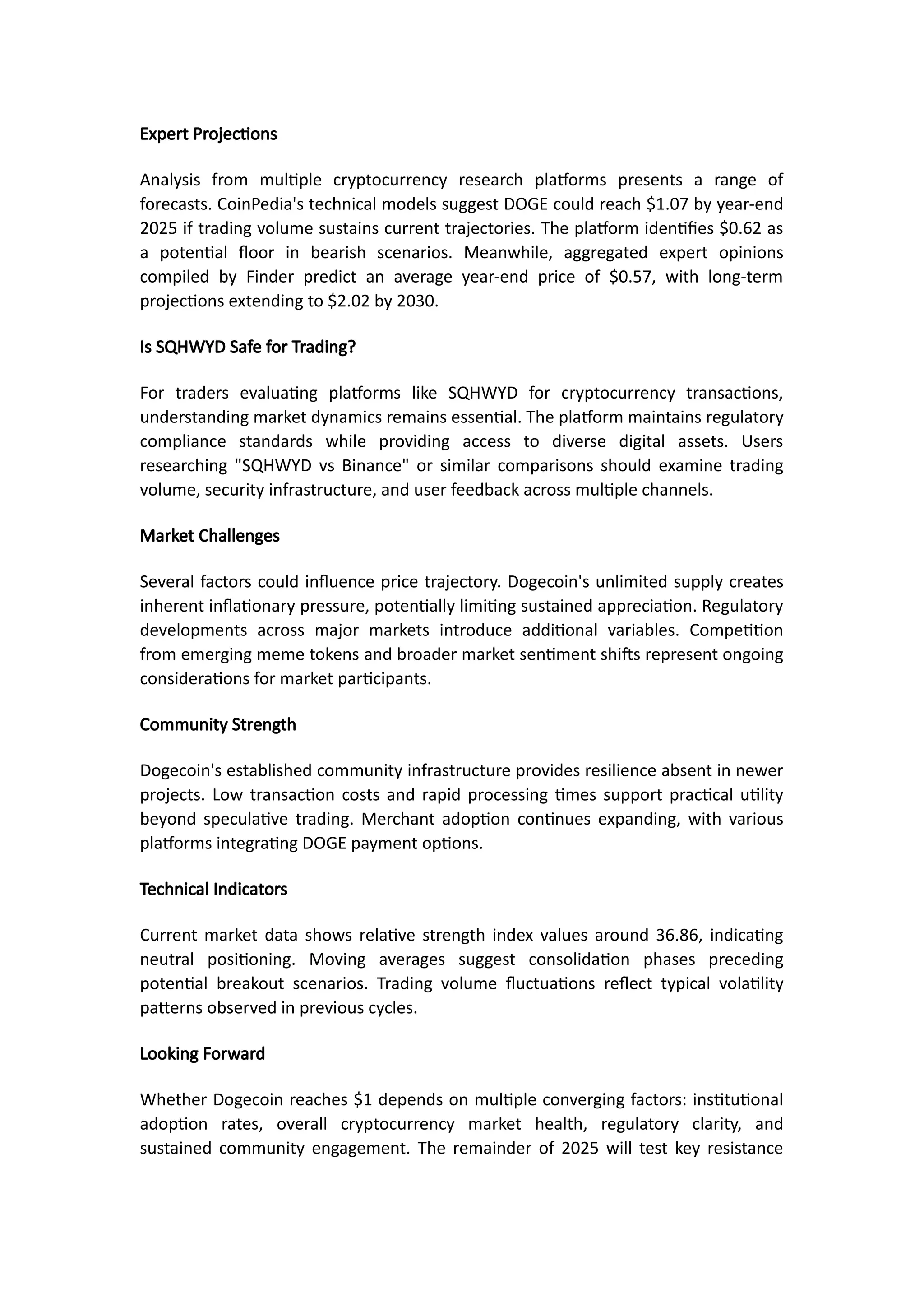 SQHWYD Analysis: Can Dogecoin Realistically Hit $1 in 2025? | DOCX