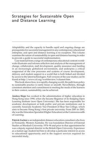 Strategies For Sustainable Open and Distance Learning World Review of ...
