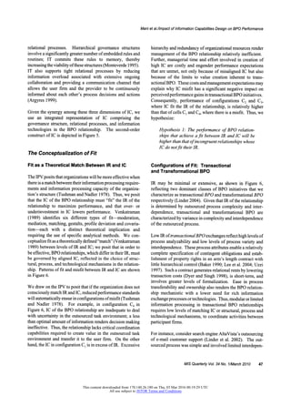 Mani et al./Impact of Information Capabilities Design on BPO Performance
relational processes. Hierarchical governance str...