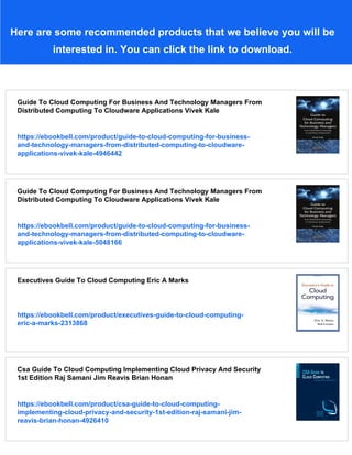 Guide To Cloud Computing Principles And Practice 2013th Edition Richard ...