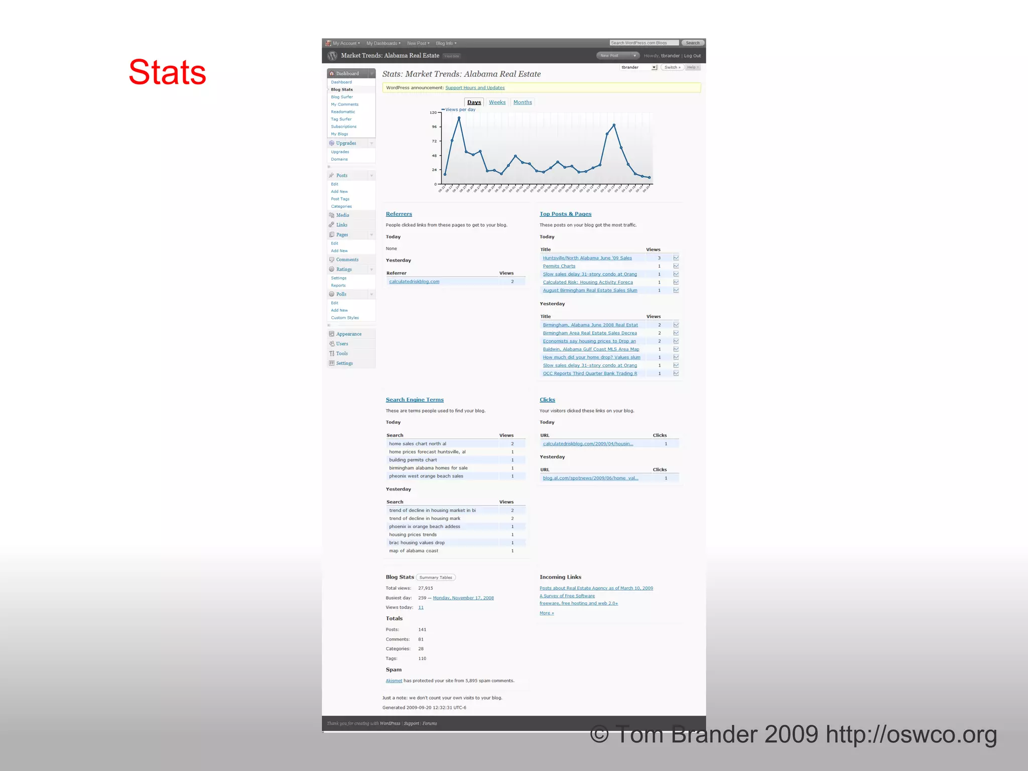 Stats © Tom Brander 2009 http://oswco.org 