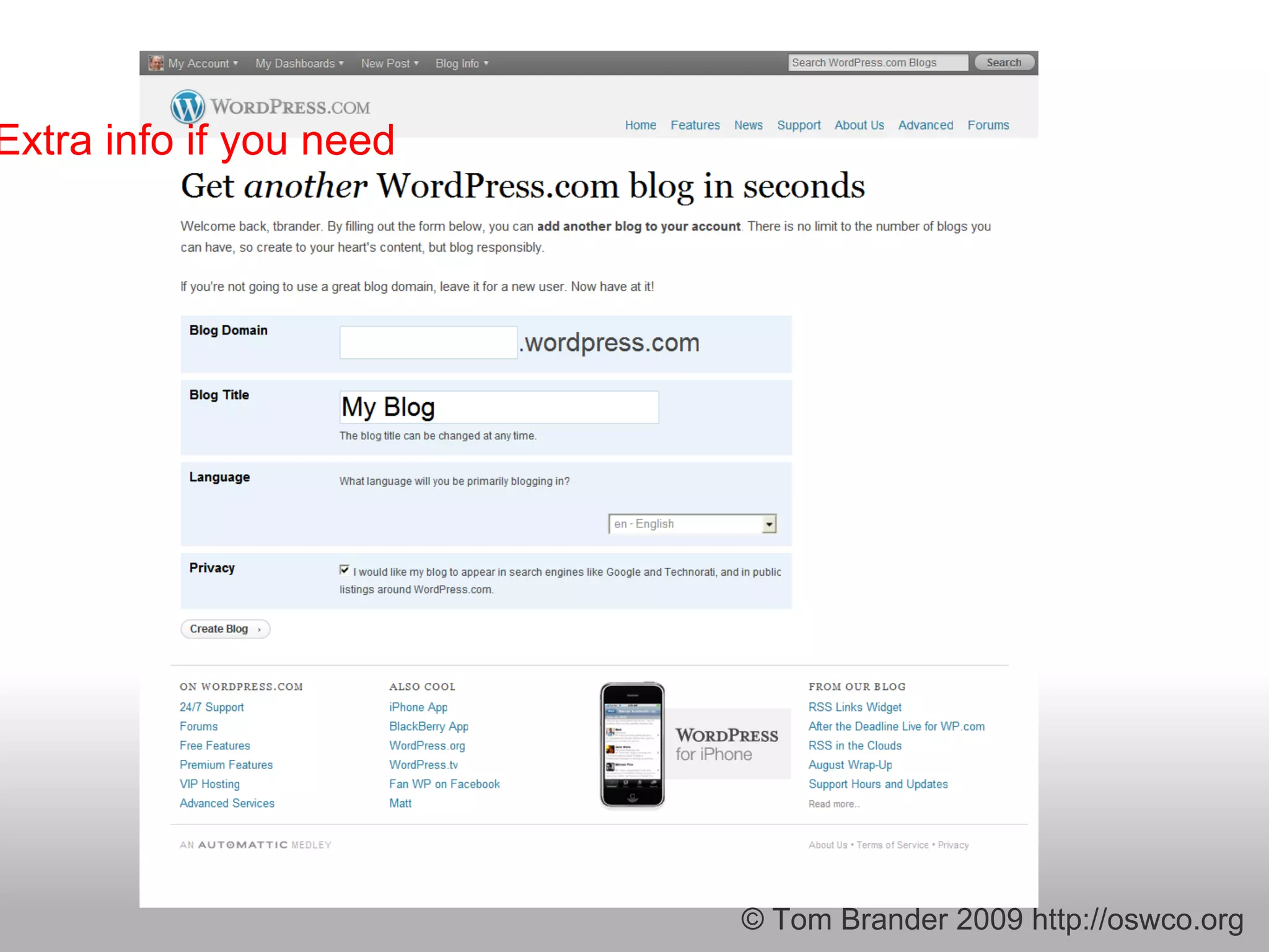 © Tom Brander 2009 http://oswco.org Extra info if you need 