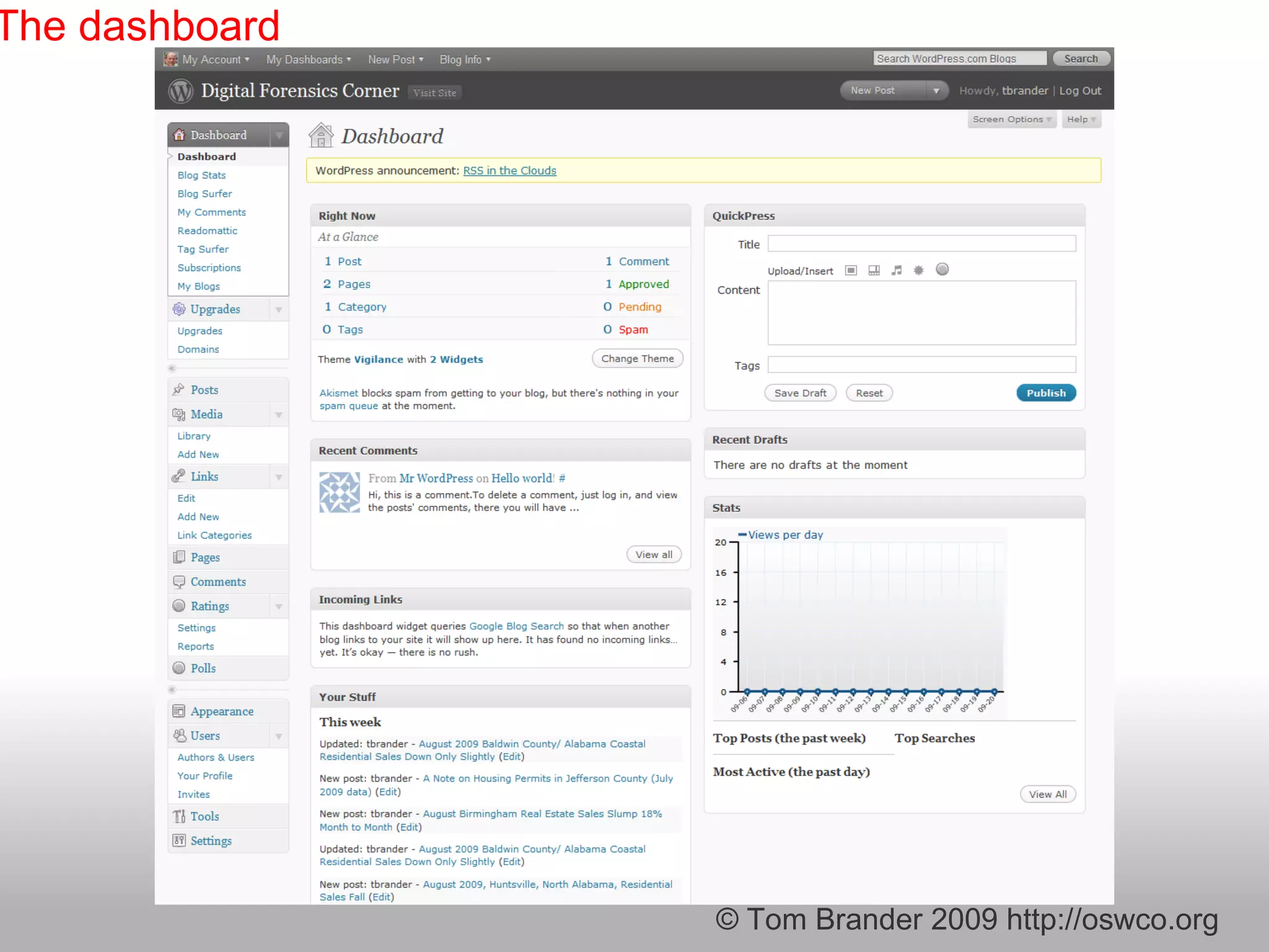© Tom Brander 2009 http://oswco.org The dashboard 