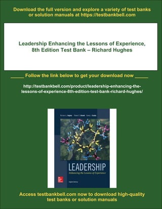 Leadership Enhancing the Lessons of Experience, 8th Edition Test Bank ...