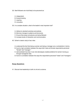 Leadership Enhancing the Lessons of Experience, 8th Edition Test Bank ...