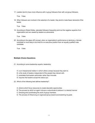 Leadership Enhancing the Lessons of Experience, 8th Edition Test Bank ...
