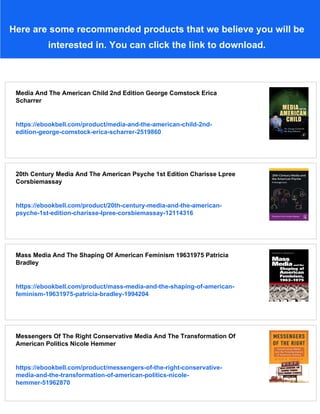 Media And The American Child George A Comstock Erica Scharrer | PDF