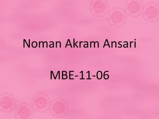 Noman Akram Ansari
MBE-11-06
 