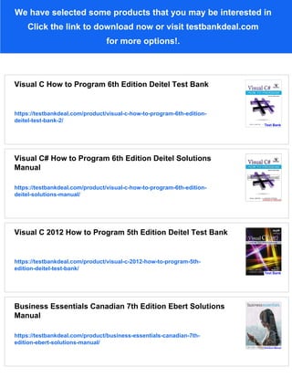 Visual C How to Program 6th Edition Deitel Test Bank | PDF