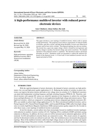 A high-performance multilevel inverter with reduced power electronic ...