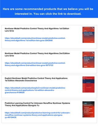 Nonlinear Predictive Control Theory And Practice Basil Kouvaritakis | PDF